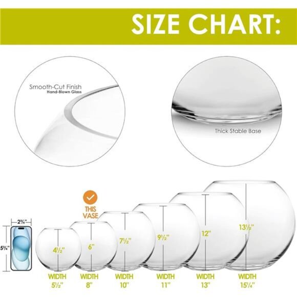 CYS EXCEL Glass Bubble Bowl (H-6" W-8", Approx. 3/4 Gal.) | Multiple Size - Picture 3 of 7